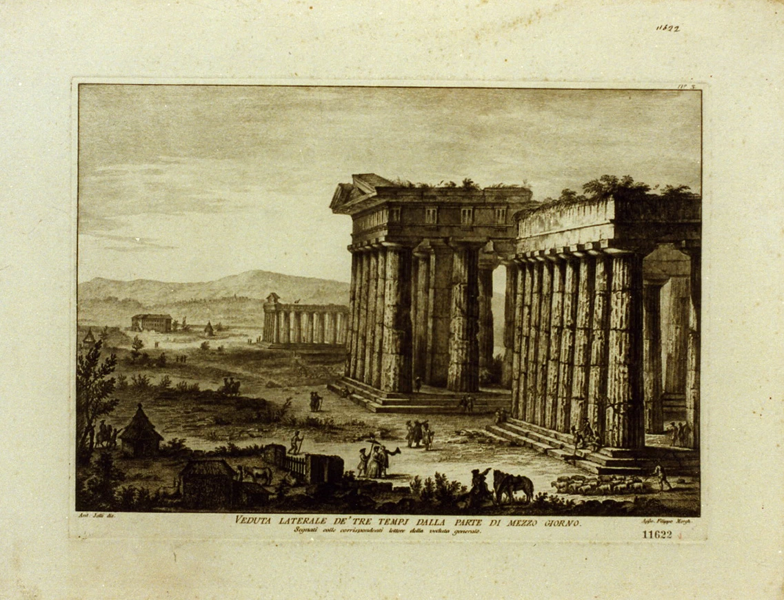 Veduta dei templi di Paestum - Certosa di san Martino, Napoli